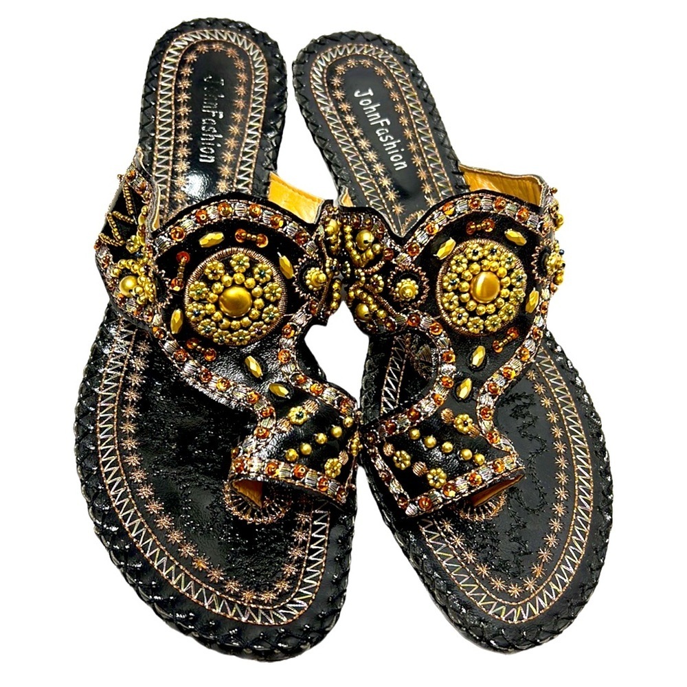 John Fashion Beaded & Embroidered Designer Boho Sandals